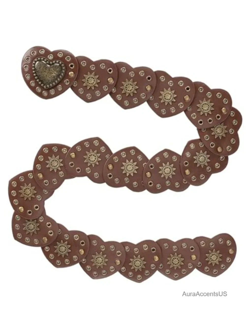 Vintage Western Love-Heart-Waist Boho Cowgirl Belt for Dresses